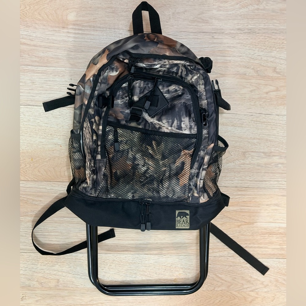 Bear Ridge Camo Hiking or Hunting Backpack with Metal Frame Folding